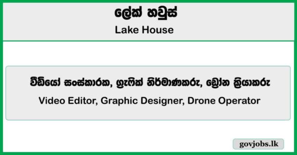 Video Editor, Graphic Designer, Drone Operator - Lake House Job Vacancies 2025