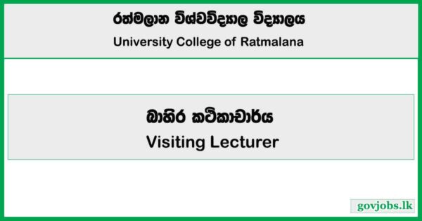 Visiting Lecturer - University College of Ratmalana Job Vacancies 2025