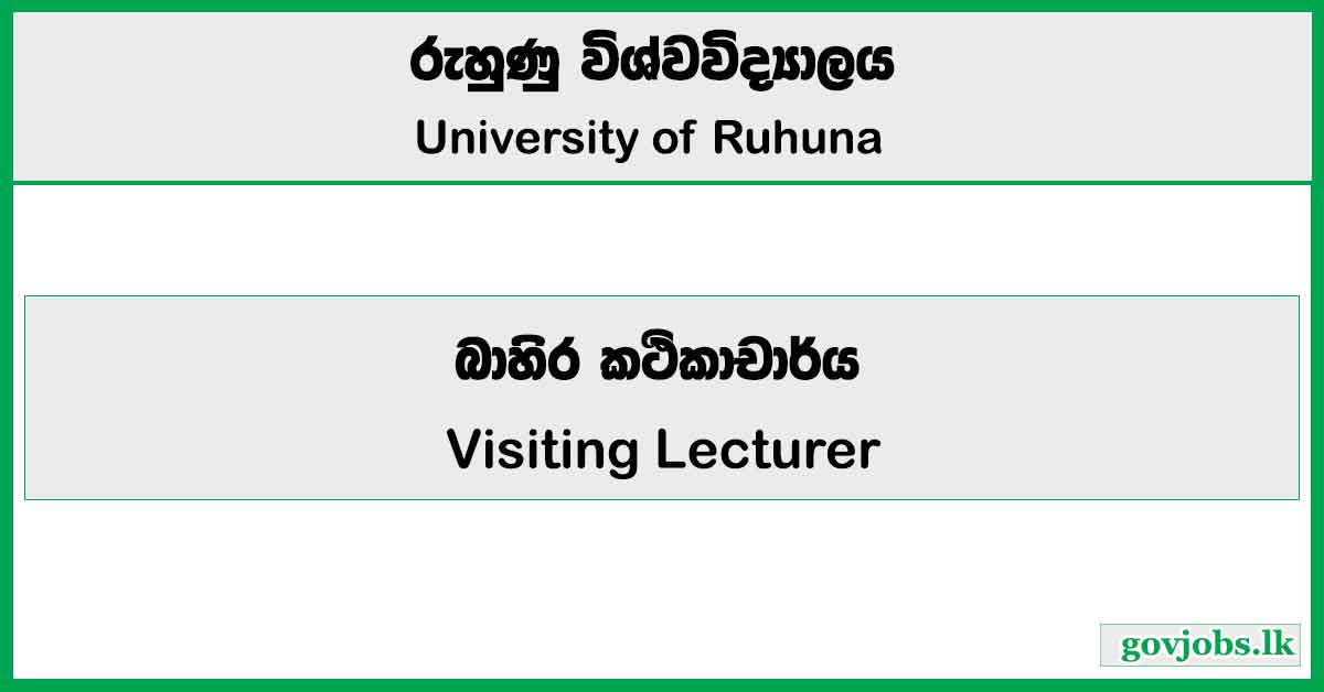 Visiting Lecturer - University of Ruhuna Job Vacancies 2025