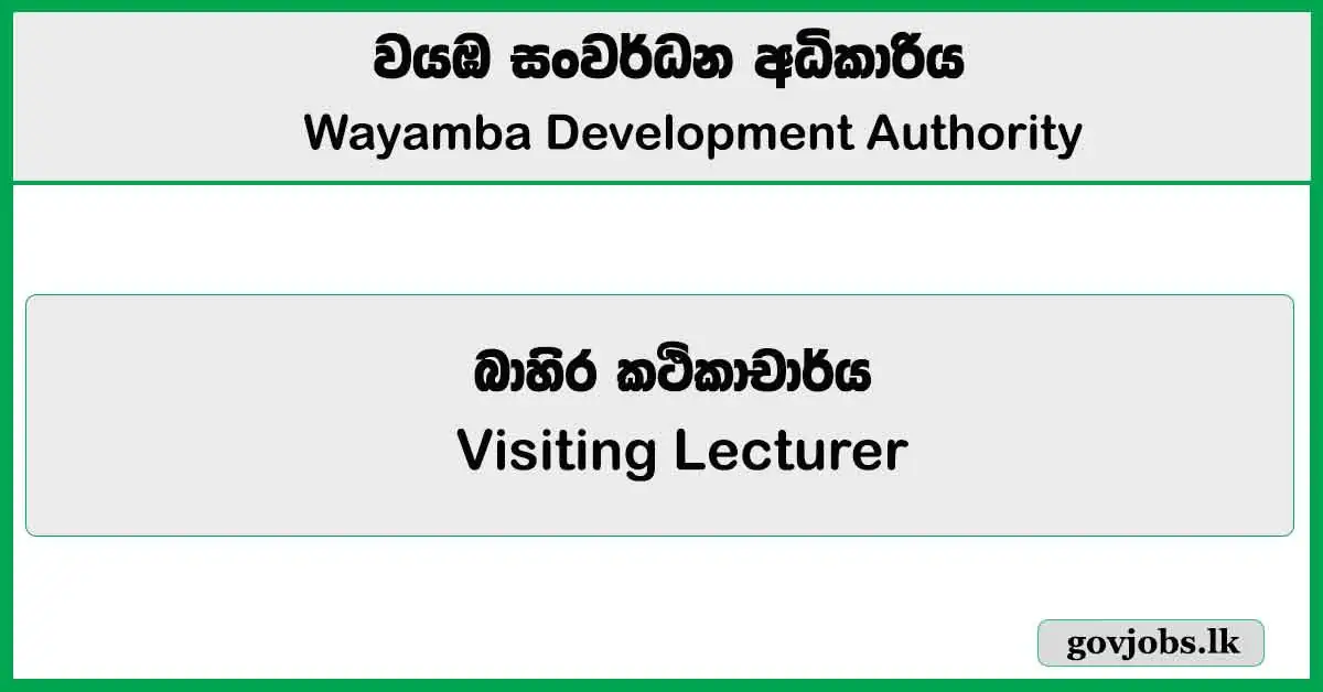 Visiting Lecturer – Wayamba Development Authority Job Vacancies 2025